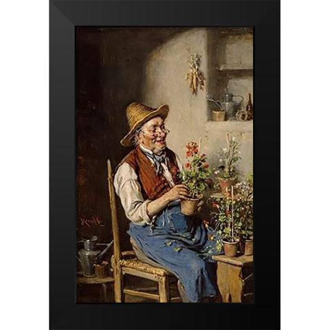 The Gardener Black Modern Wood Framed Art Print by Kern, Herman