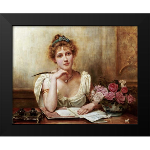 The Letter Black Modern Wood Framed Art Print by Kilburne, George Goodwin