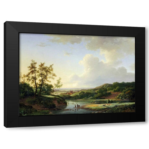 An Extensive Landscape Black Modern Wood Framed Art Print with Double Matting by Koekkoek, Marinus Adrainus