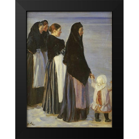 The Departure of The Fishing Fleet Black Modern Wood Framed Art Print by Kroyer, Peter Severin