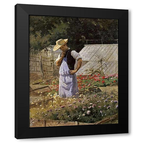 A Small Problem In The Corner of The Rosary Black Modern Wood Framed Art Print with Double Matting by Laissement, Henri Adolphe