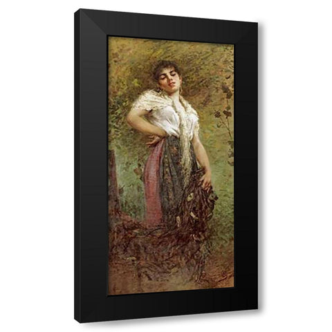 An Italian Fisherwoman Black Modern Wood Framed Art Print by Lancerotto, Egisto