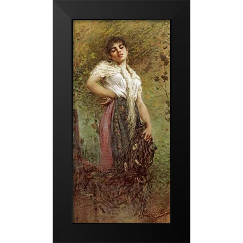 An Italian Fisherwoman Black Modern Wood Framed Art Print by Lancerotto, Egisto