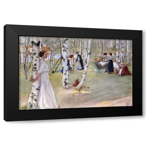 Breakfast In The Open Black Modern Wood Framed Art Print with Double Matting by Larsson, Carl