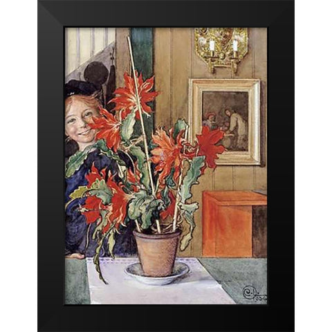Britas Cactus Black Modern Wood Framed Art Print by Larsson, Carl