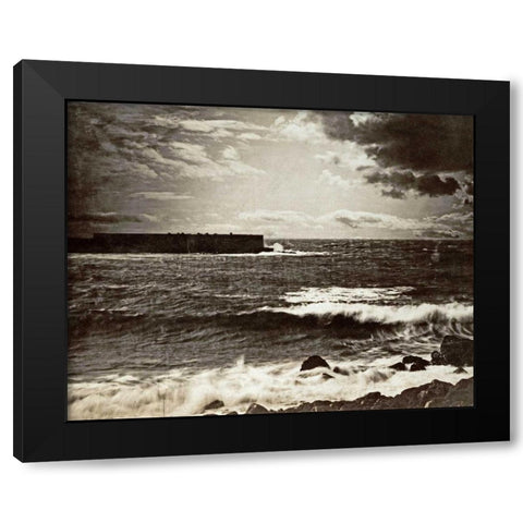 The Great Wave, Sete Black Modern Wood Framed Art Print with Double Matting by Le Gray, Gustave