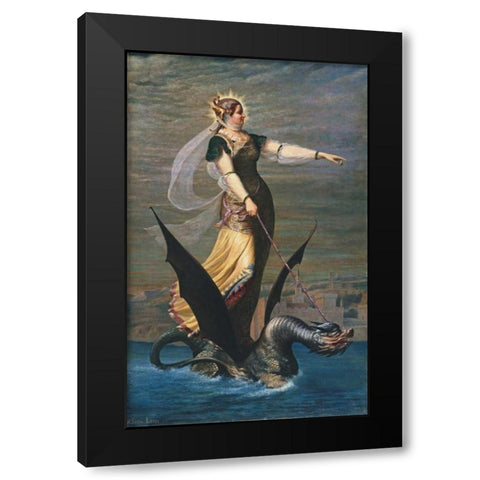 La Tarrasque Black Modern Wood Framed Art Print with Double Matting by Lepec, Charles