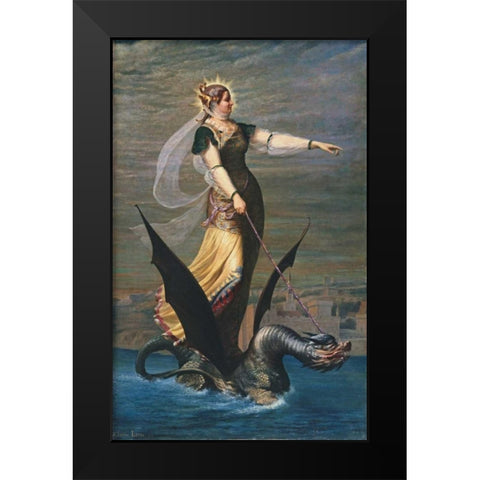 La Tarrasque Black Modern Wood Framed Art Print by Lepec, Charles