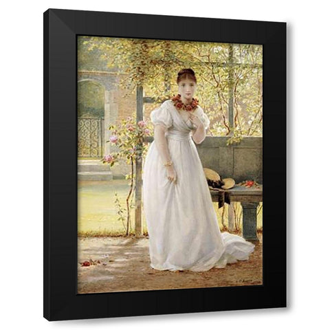 In The Walled Garden Black Modern Wood Framed Art Print with Double Matting by Leslie, George Dunlop