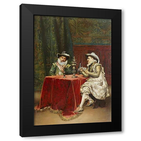The TMapsp Card Black Modern Wood Framed Art Print with Double Matting by Lesrel, Adolphe Alexander