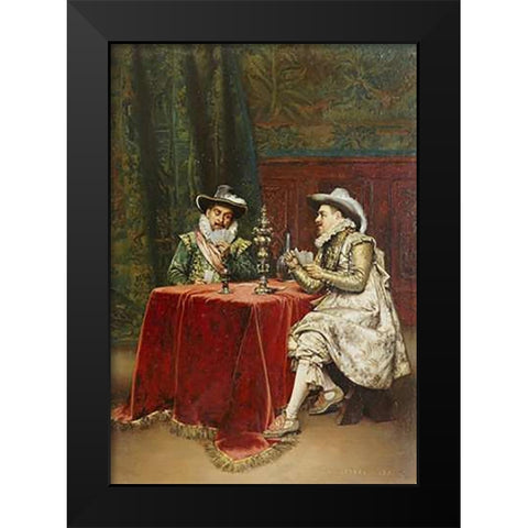 The TMapsp Card Black Modern Wood Framed Art Print by Lesrel, Adolphe Alexander