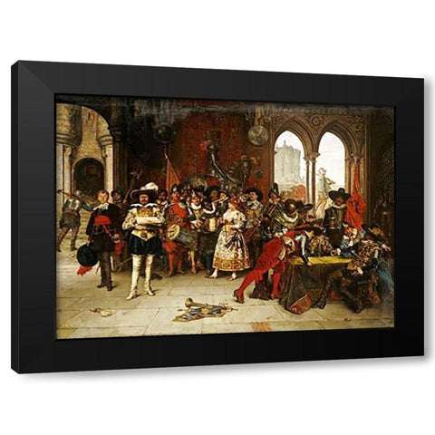 Musketeers of The King Black Modern Wood Framed Art Print by Lesrel, Adolphe Alexander