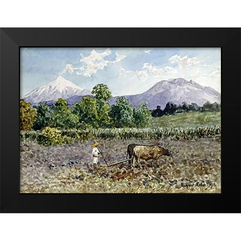 Campesino Arando Black Modern Wood Framed Art Print by Lohr, Augusto