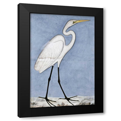 Great Egret Black Modern Wood Framed Art Print by Lucknow School