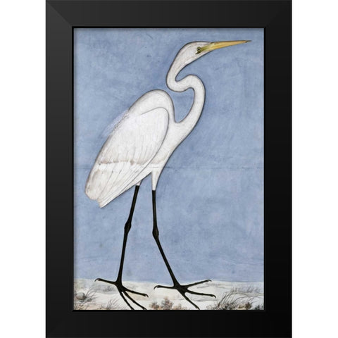 Great Egret Black Modern Wood Framed Art Print by Lucknow School