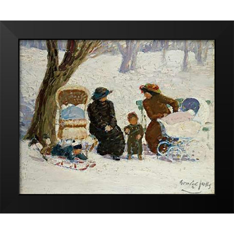 Nursemaids, High Bridge Park Black Modern Wood Framed Art Print by Luks, George