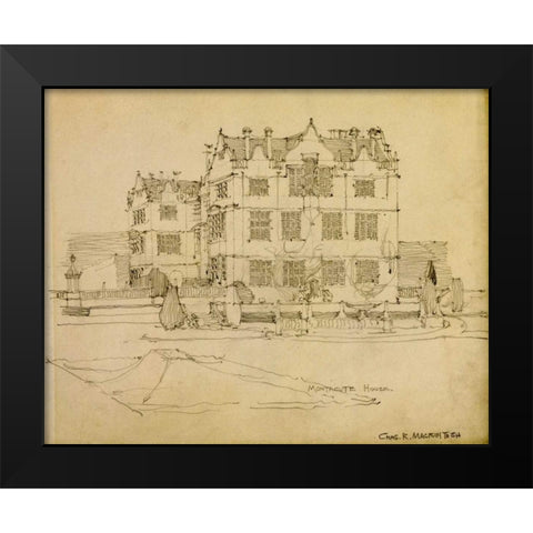 Somerset, Montacute House, 1895 Black Modern Wood Framed Art Print by Mackintosh, Charles Rennie