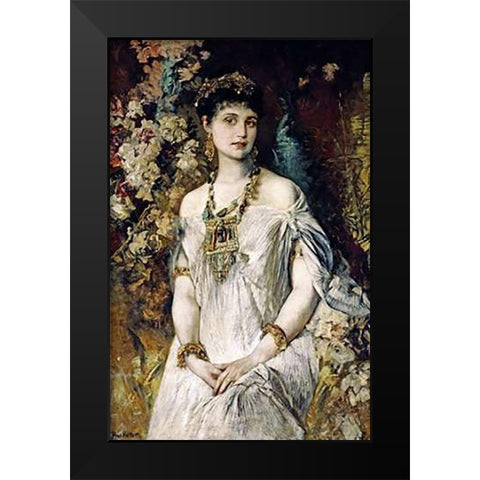 Woman In In Egyptian Costume Black Modern Wood Framed Art Print by Makart, Hans
