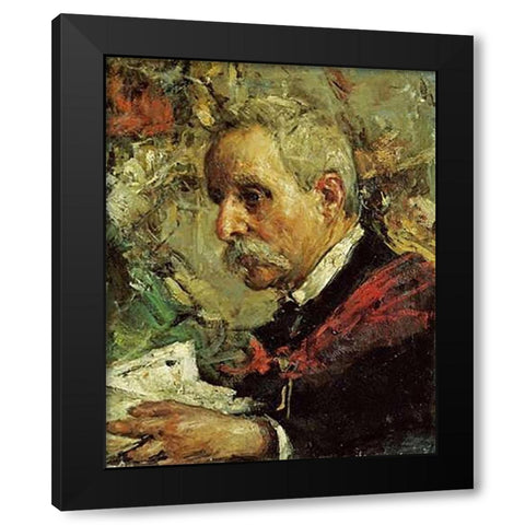 A Portrait of The Artists Father Black Modern Wood Framed Art Print with Double Matting by Mancini, Antonio