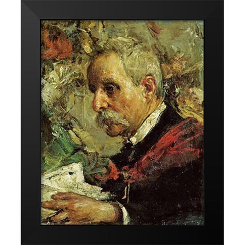 A Portrait of The Artists Father Black Modern Wood Framed Art Print by Mancini, Antonio