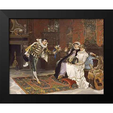 The Suitor Black Modern Wood Framed Art Print by Mariani, Cesare