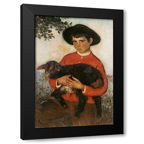 The Goatherd. El Cabrerillo Black Modern Wood Framed Art Print by Martinez, Eugenio Hermosa