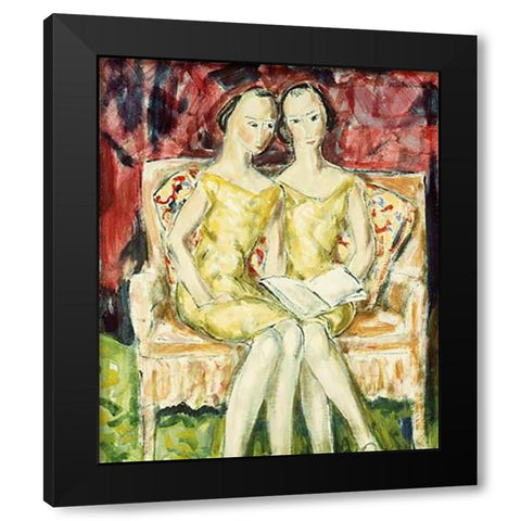 Flappers Black Modern Wood Framed Art Print by Maurer, Alfred Henry