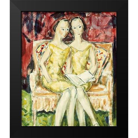 Flappers Black Modern Wood Framed Art Print by Maurer, Alfred Henry