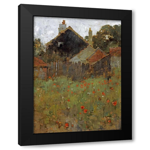 The Poppy Field Black Modern Wood Framed Art Print with Double Matting by Metcalf, Willard Leory