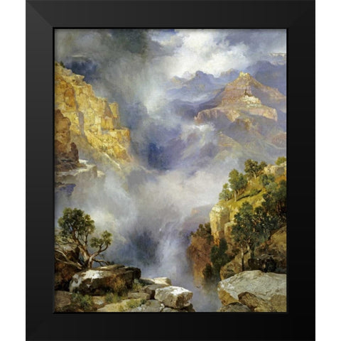 Mist In The Canyon Black Modern Wood Framed Art Print by Moran, Thomas
