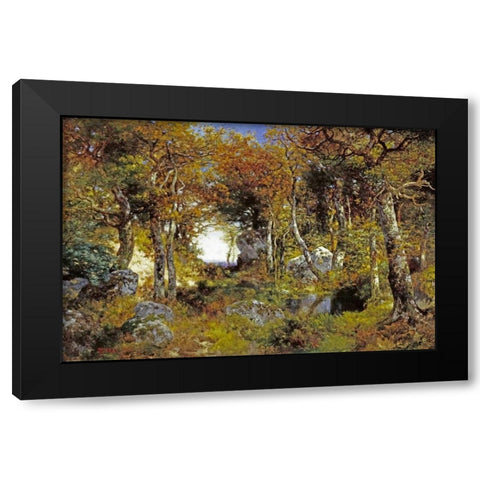 The Woodland Pool Black Modern Wood Framed Art Print by Moran, Thomas