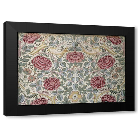 The Rose Pattern Black Modern Wood Framed Art Print by Morris, William