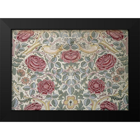 The Rose Pattern Black Modern Wood Framed Art Print by Morris, William