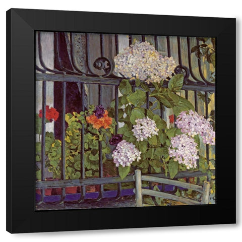 Geranium Black Modern Wood Framed Art Print with Double Matting by Moser, Koloman