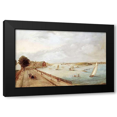 New York Harbor, 1890 Black Modern Wood Framed Art Print by Murray, Cassie
