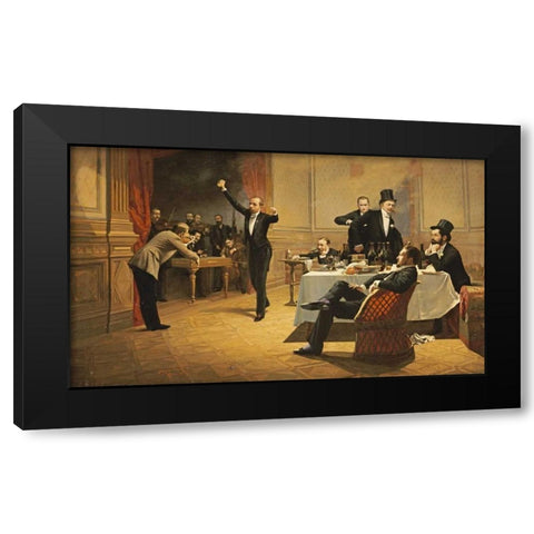 The Dinner Party Black Modern Wood Framed Art Print with Double Matting by Paczka, Ferencz