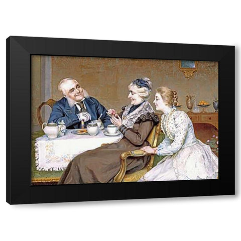 The Joy of Giving Black Modern Wood Framed Art Print by Palau, Albertina