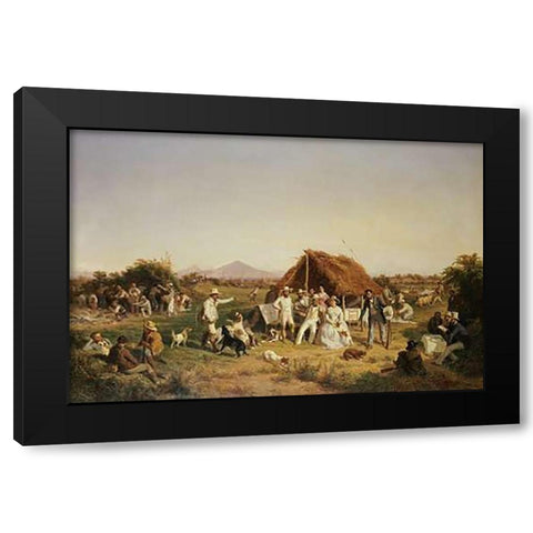 The Hunting Party of Ferdinand II of Naples Black Modern Wood Framed Art Print by Palizzi, Filippo