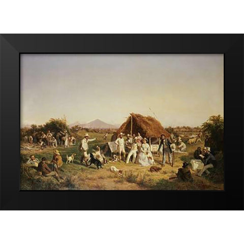 The Hunting Party of Ferdinand II of Naples Black Modern Wood Framed Art Print by Palizzi, Filippo