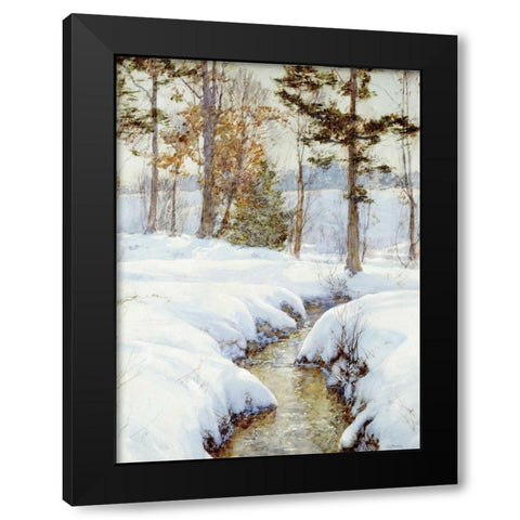 Snowladen Brook Black Modern Wood Framed Art Print by Palmer, Walter Launt