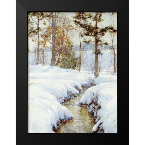 Snowladen Brook Black Modern Wood Framed Art Print by Palmer, Walter Launt