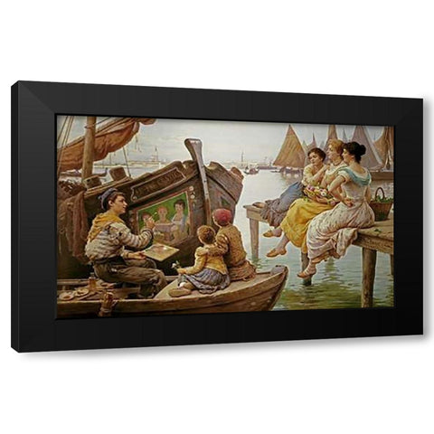 The Three Graces Black Modern Wood Framed Art Print by Paoletti, Antonio