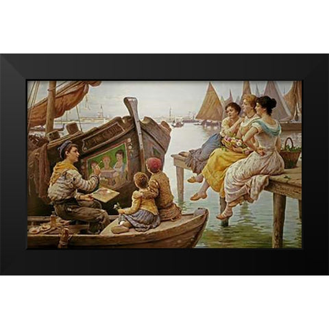 The Three Graces Black Modern Wood Framed Art Print by Paoletti, Antonio