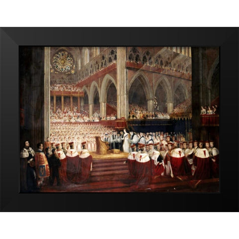 The Coronation of Queen Victoria Black Modern Wood Framed Art Print by Parris, Edmund Thomas