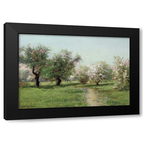 The Orchard In Spring Black Modern Wood Framed Art Print by Parton, Arthur