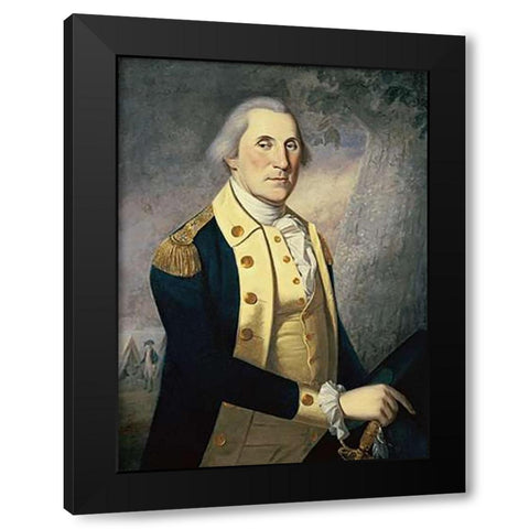 Portrait of George Washington Black Modern Wood Framed Art Print with Double Matting by Peale, James