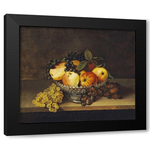 Still Life With Crystal Compote Black Modern Wood Framed Art Print with Double Matting by Peale, Rubens