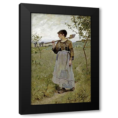 Home From The Fields Black Modern Wood Framed Art Print by Pearce, Charles Sprague