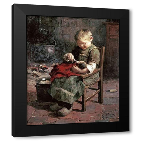 The Dolls Supper Black Modern Wood Framed Art Print with Double Matting by Pieters, Evert