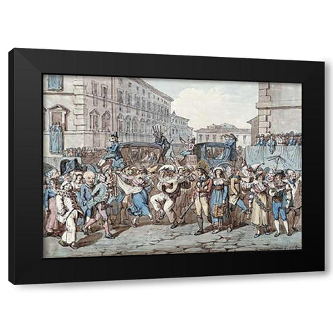 Carnevale a Roma Black Modern Wood Framed Art Print by Pinelli, Bartolomeo
